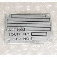 65-24916-2, New Boeing Aircraft Nameplate, Data Plate