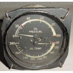 WWII Aircraft 2 in 1 Oil Pressure, Oil Temperature Indicator