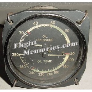 WWII Aircraft 2 in 1 Oil Pressure, Oil Temperature Indicator