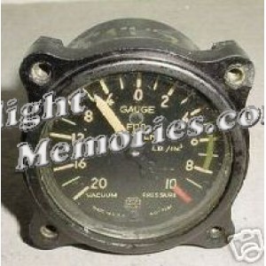 WWII Warbird Vacuum Pressure / Deicer Indicator, AW-1 7/8-16-W